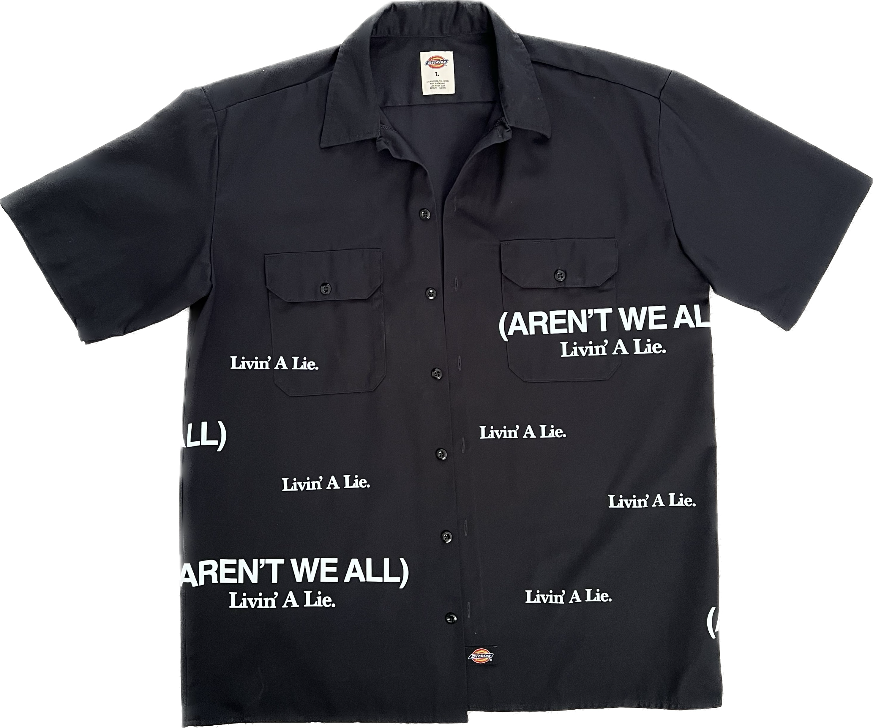 BLACK SCATTERED LIVIN A LIE BUTTON DOWN