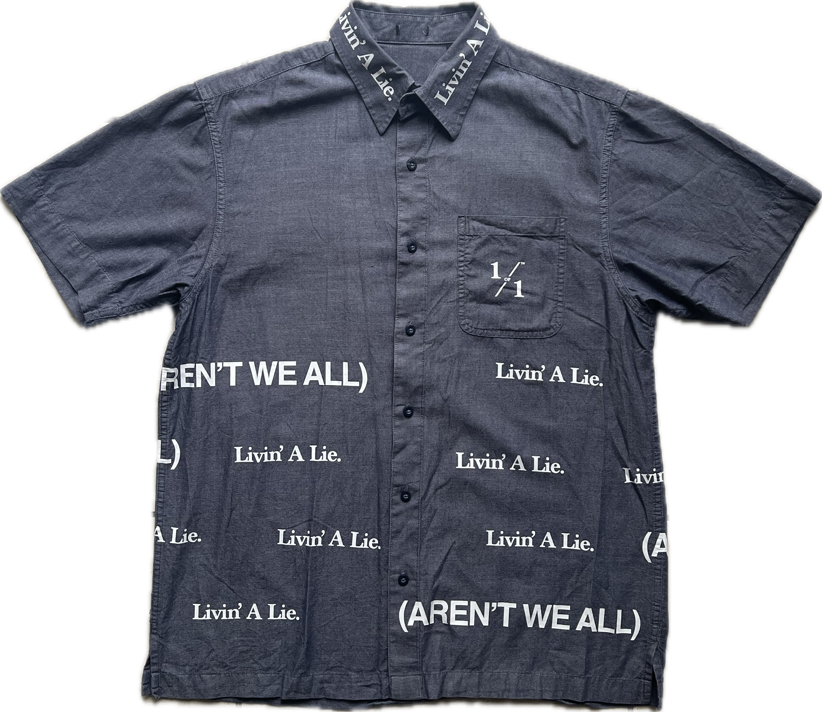 DENIM SCATTERED LIVIN A LIE BUTTON DOWN